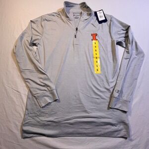 Champion Illinois Fighting Illini Quarter Zip Pullover Sweatshirt Gray Size S